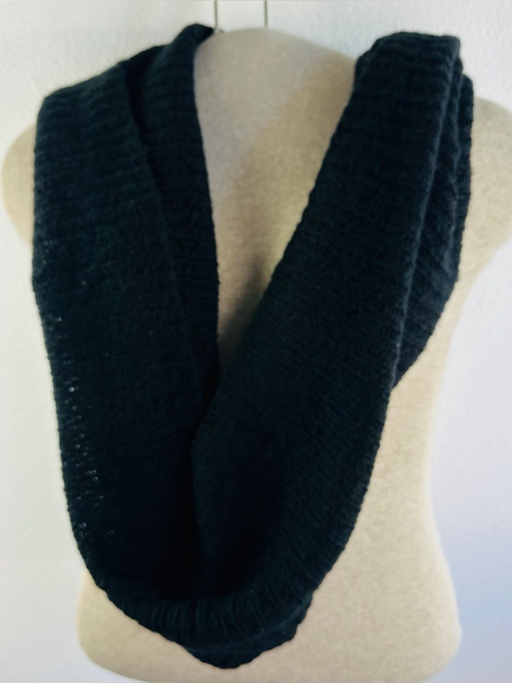 Wooden Ships Black Mohair Blend Infinity Scarf OS